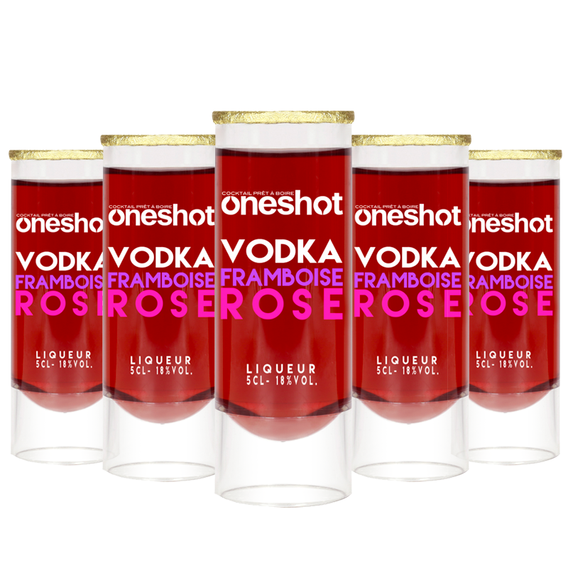 5 Liqueurs de vodka <br> framboise-rose